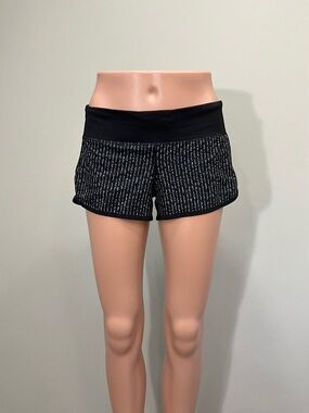 Lululemon Speed Short Pinstripe Black White Swift Ultra Running Shorts Size 4